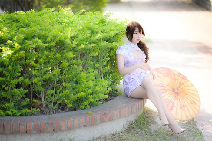 [Mzsock] NO.040 Listening Cheongsam, stockings, high heels and beautiful legs, outdoor shot street photography#[87P]-2