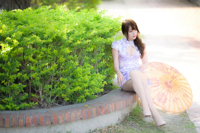 [Mzsock] NO.040 Listening Cheongsam, stockings, high heels and beautiful legs, outdoor shot street photography#[87P]-3