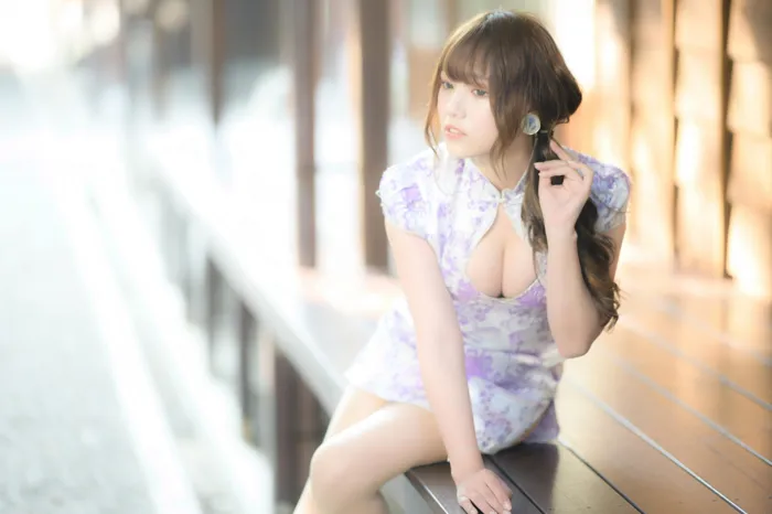 [Mzsock] NO.040 Listening Cheongsam, stockings, high heels and beautiful legs, outdoor shot street photography#[87P]-4