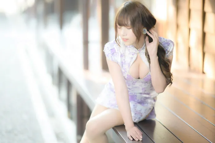 [Mzsock] NO.040 Listening Cheongsam, stockings, high heels and beautiful legs, outdoor shot street photography#[87P]-8